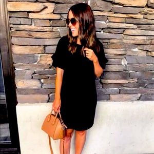 Lush Black Ruffle Sleeve T-shirt Dress Size Xs